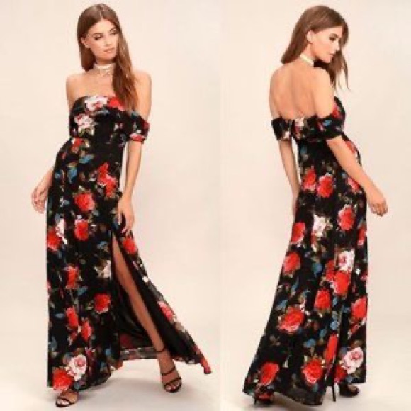 Lulus Dresses & Skirts - Lulu's Off the Shoulder Floral Maxi Dress
